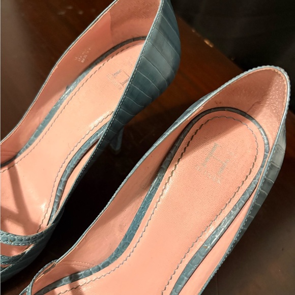 Tommy Hilfiger Blue Crisscross Heels with Pink Interior - Picture 2 of 12